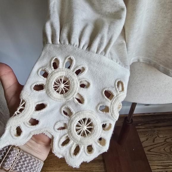 Anthropologie, New, Maeve Eyelet Off Shoulder Babydoll Knit Blouse Size Large - Picture 6 of 12